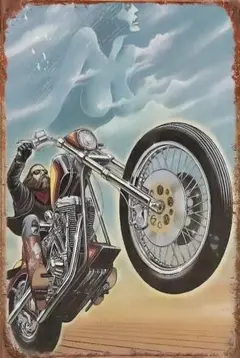 新品 ブリキ看板 バイク ライダー フリーダム ヴィンテージ レトロ インテリア