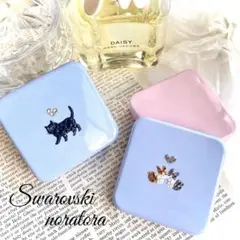 小物入れ　サプリケース　おやつケース　薬ケース　スワロフスキー　黒猫　うさぎ　猫