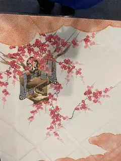 桜デザインの風呂敷 オレンジと白　4枚