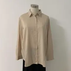 UNIQLO ベージュ ストライプ 長袖シャツ　XLサイズ
