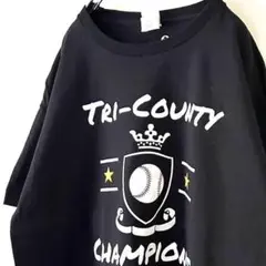 ヘインズ TRI-COUNTY チャンピオンズ Tシャツ 古着 ブラック 黒