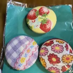 布製マグネット いちご・花・チェック 3個セット