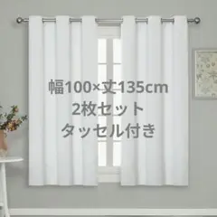 ハトメ カーテン 2枚セット タッセル付き 間切りライトグレー