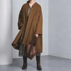 エリン ノーカラーウールコート ロング