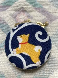 ♪ハンドメイド♪マカロンコインケース♪柴犬さん・ネイビー♪風呂敷とお尻♪