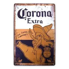 Corona Extra ビール ブリキ看板 20×30cm ガールイラスト