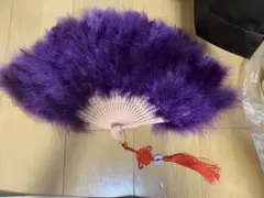 フラメンコ 扇子 紫色 羽毛