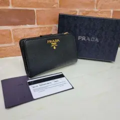 美品PRADA☆鑑定済☆サフィアーノ ブラック コンパクト プラダ財布