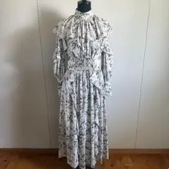 snidel プリントフリルワンピース NVY 1