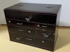 木製 お針箱 裁縫箱 菊花 唐草 螺鈿 小箪笥 骨董 アンティーク レトロ