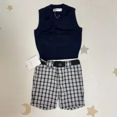 新品未使用 ショパン ハーフパンツ チェック 90cm ニットベスト 80cm
