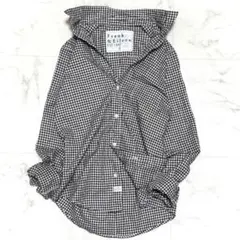 極美品　フランクアンドアイリーン　コットンシャツ　チェック　茶色　シワ加工　S