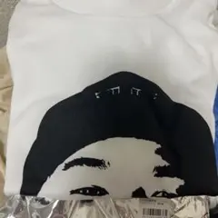 顔プリント Tシャツ ホワイト ブラック