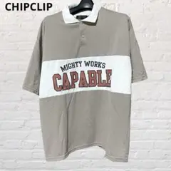 9965 チップクリップ 半袖ロゴTシャツ ベージュ Mゆるダボ 古着
