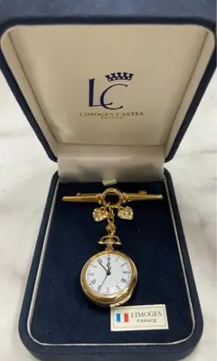 【稼働品】リモージュキャッスル ブローチ時計