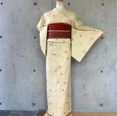 正絹 紬お着物 黄色 袷