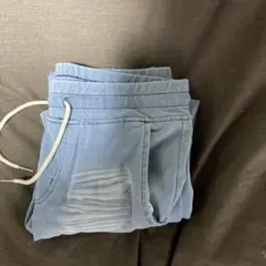 スエットパンツ・デニム柄「アイスブルー」・細め・M