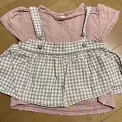 ピンク チェック柄 トップス