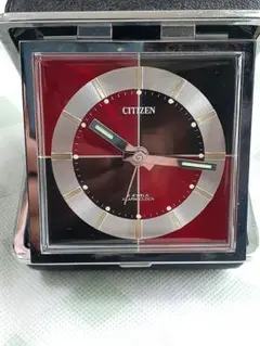 CITIZEN スクエア型置時計 レッド・ブラック