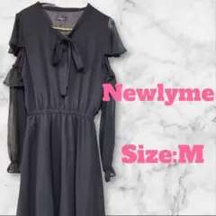 Newlyme ボウタイオープンショルダーワンピース