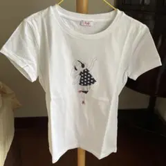ドット柄女の子イラストTシャツ