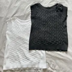 【CHANGE】ノースリーブ タンクトップ 2枚セット 白 黒