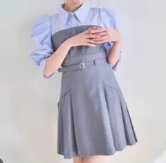dazzlin ダズリン レイヤードシャツミニワンピース チャコールグレー M