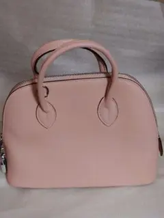 ピンクレザー ハンドバッグ　ショルダー付き