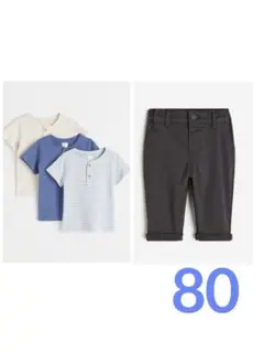 新品！H&M Tシャツ チノパンツセット 80