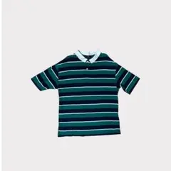 green and navy striped Tee