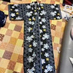 浴衣　黒花柄 レディース