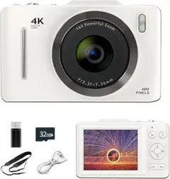 SRAR デジタルカメラ 4K 6800万画素 メモリーカード付属 32GB