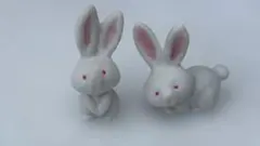 うさぎ　陶器製　2匹　置き物　オーナメント
