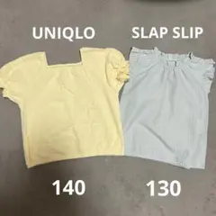 ユニクロ　 SLAP SLIP 女の子　130 チェック柄トップス2枚セット