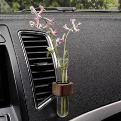 車のエアコン吹出口用花瓶・挿し花・アロマ香水置物、センターコンソール用水耕実木