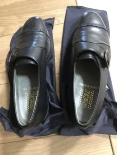 日本製　GEOX 黒 レザー モンクストラップシューズ