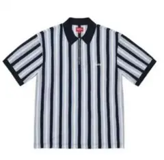 supreme open knit stripe zip polo