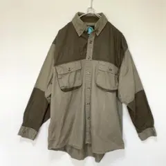 USA古着 ヴィンテージ ハンティングシャツ メッシュ ゆるだぼ XL カーキ