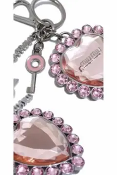 MIU MIU ミュウミュウ キーリング クリスタル ハート ピンク