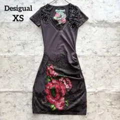 【Desigual】デシグアル カットソータイトワンピース 花柄y2k XS