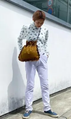 美品 スーパーリブパフハイネックトップス (フラワー)スピックアンドスパン