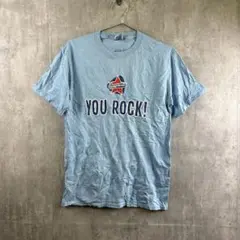 Fruit of the LoomメッセージTシャツ/アメリカンデザイン/ブルー