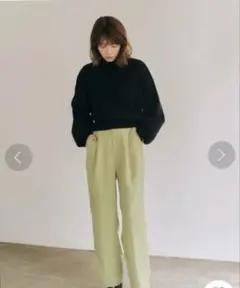 titivate コーデュロイ　タックデザインパンツ （ライトグリーン） M