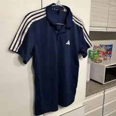 adidas ネイビー ポロシャツ ストライプ　アディダス