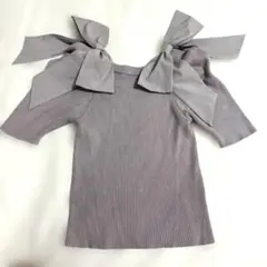 INGNI 薄紫色リボン付き半袖ニット