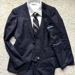 ★希少 3ピース★ MODA RITORNO セットアップ スーツ チェック 紺