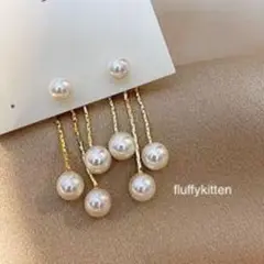 インポート♡トリプルパールドロップピアス