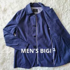 メンズビギ ステンカラー ジャケット コート ネイビー M