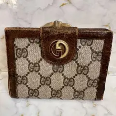 GUCCI グッチ オールドグッチ 二つ折り財布 キャンバス GG がま口