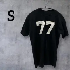 希少✨77プリントTシャツ【S】ブラック 黒 半袖Tシャツ